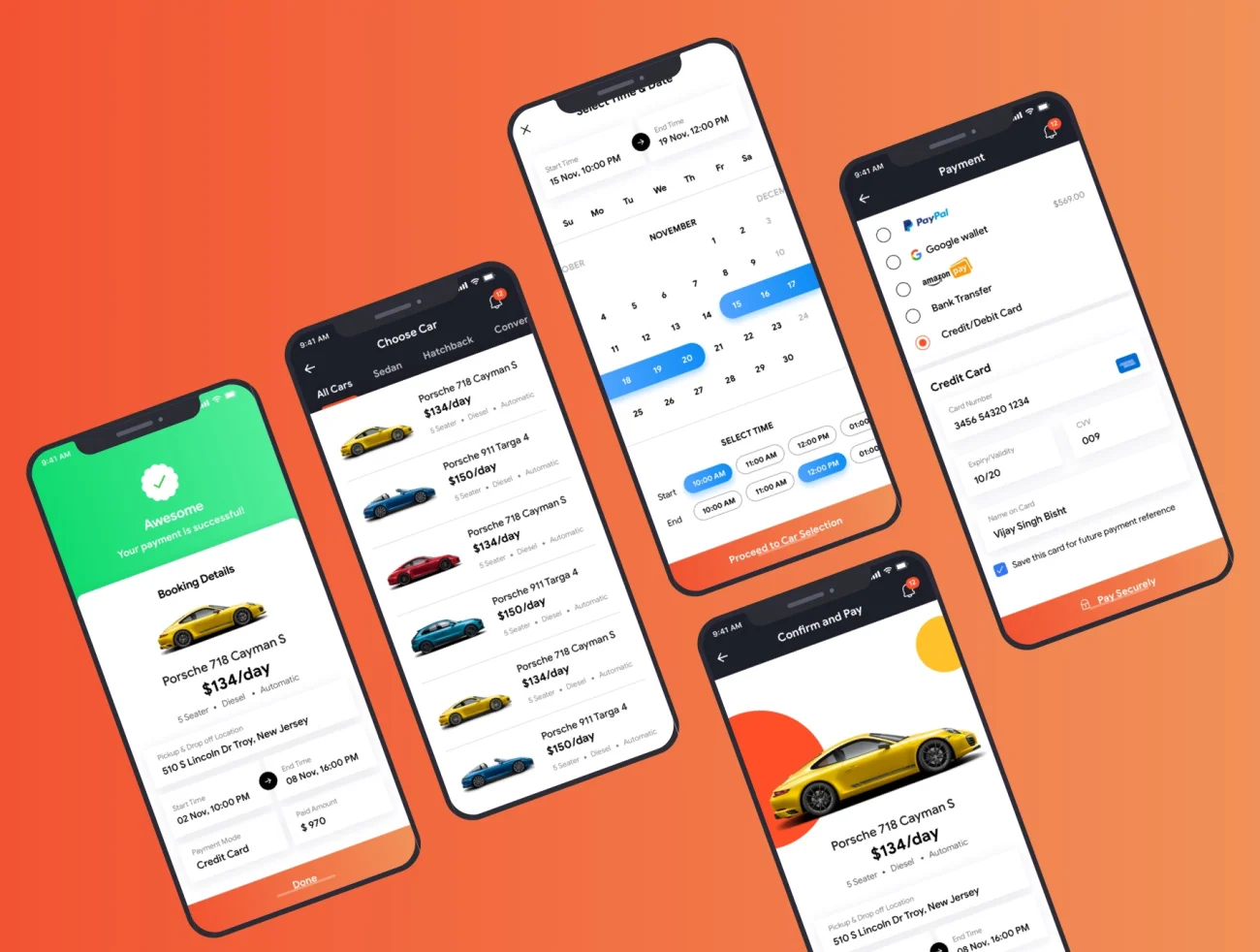 Vola Cars Premium iOS App UI Kit Sketch 高级iOS app应用UI套件-UI/UX、ui套件、主页、介绍、付款、列表、卡片式、引导页、支付、注册、登录页、着陆页、网站、详情-到位啦UI