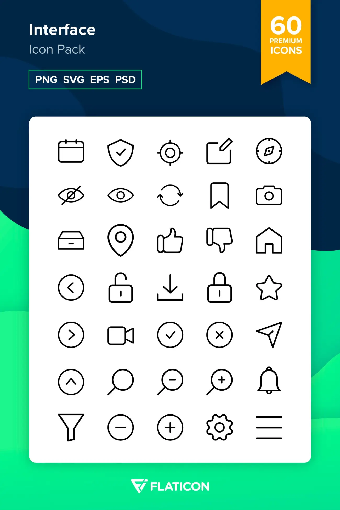 60 Interface Icons 60个用户界面图标-3D/图标-到位啦UI