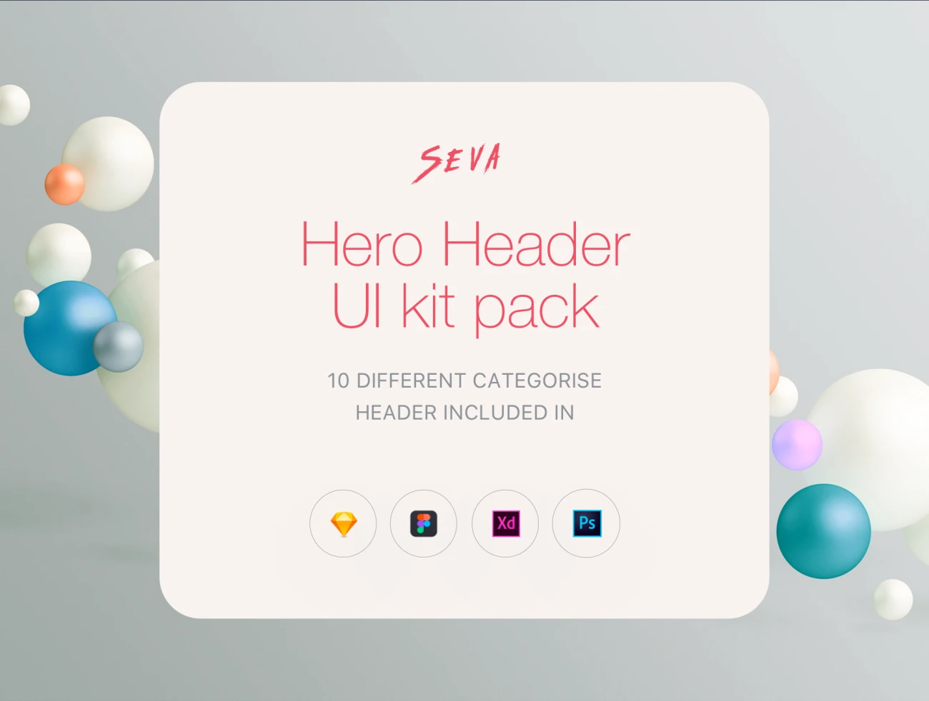 Seva header ui kit pack-2 潮流时尚创新版式首屏设计ui套件包-ui套件、主页、介绍、引导页、海报、着陆页-到位啦UI