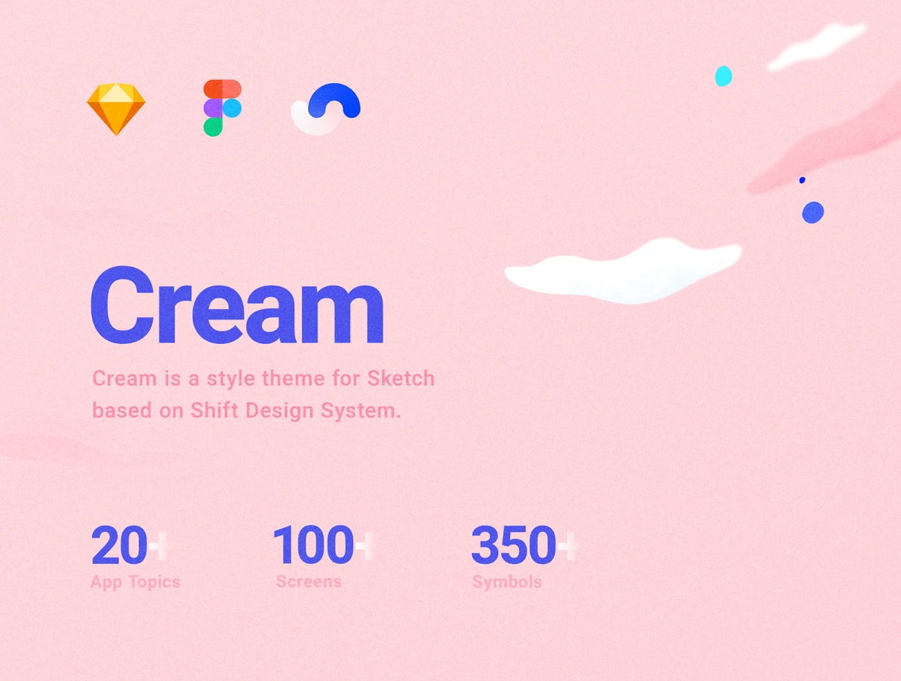 Cream iOS UI Kit 快速设计套件基于shift design system-UI/UX、ui套件、主页、介绍、出行、列表、博客、卡片式、地图、引导页、社交、网站、聊天-到位啦UI