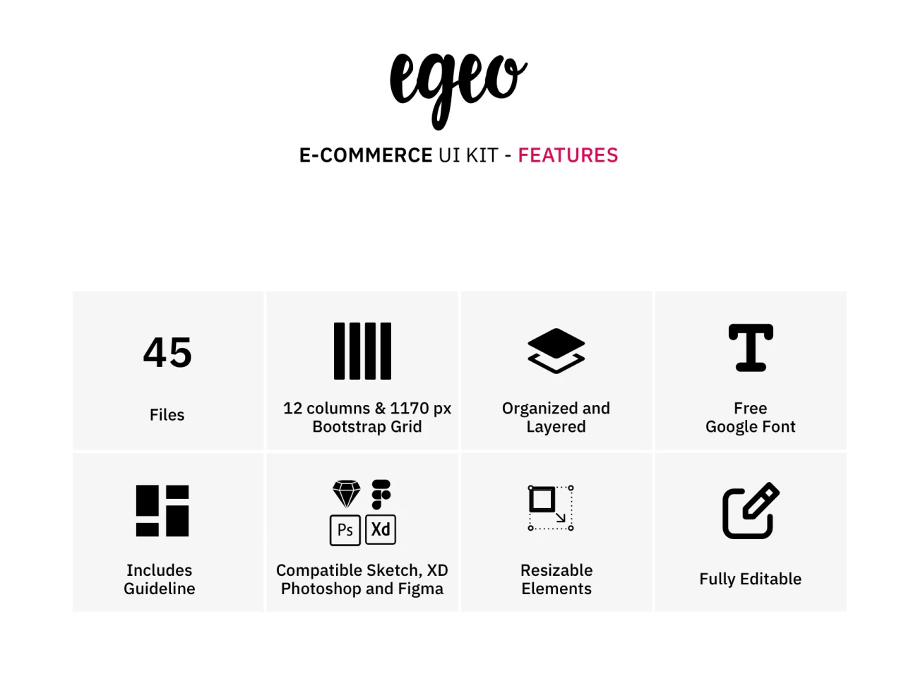 EGEO E-Commerce UI Kit 潮流服饰包包配件电子商务用户界面套件-ui套件、主页、介绍、付款、列表、卡片式、引导页、支付、海报、登录页、着陆页、网购、表单、详情-到位啦UI