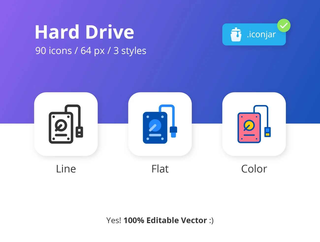 Hard Drive Icon Set 硬盘存储数据传输多彩图标集-3D/图标-到位啦UI