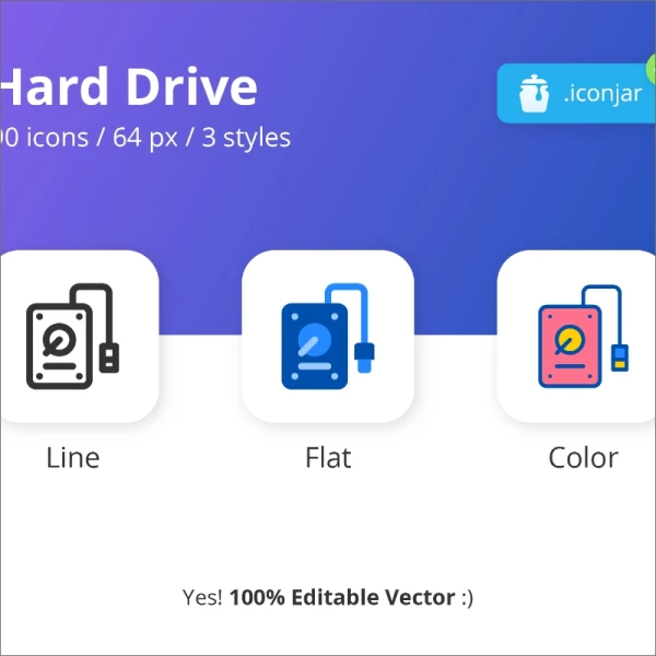 Hard Drive Icon Set 硬盘存储数据传输多彩图标集