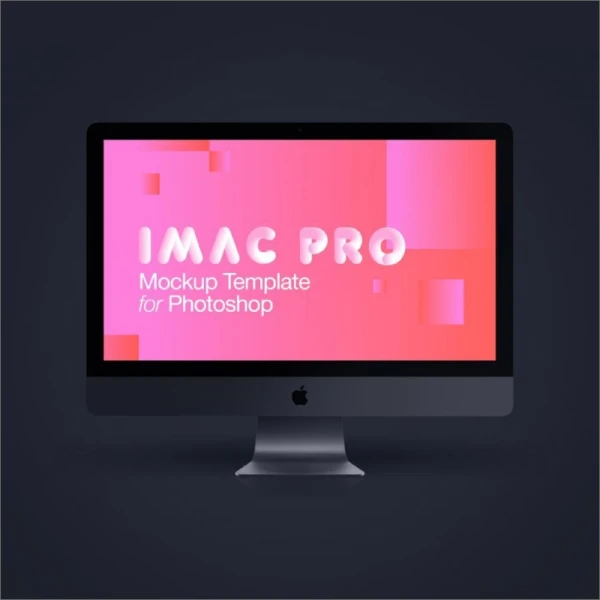 iMac Pro Space Grey Front Mockup Kit 苹果电脑灰色正面模型样机套件