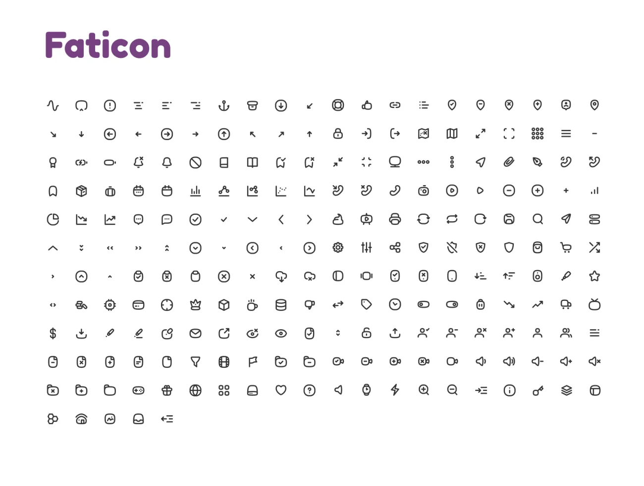 Faticon Line Icons Pack 圆形线条多行业适用图标包-3D/图标-到位啦UI