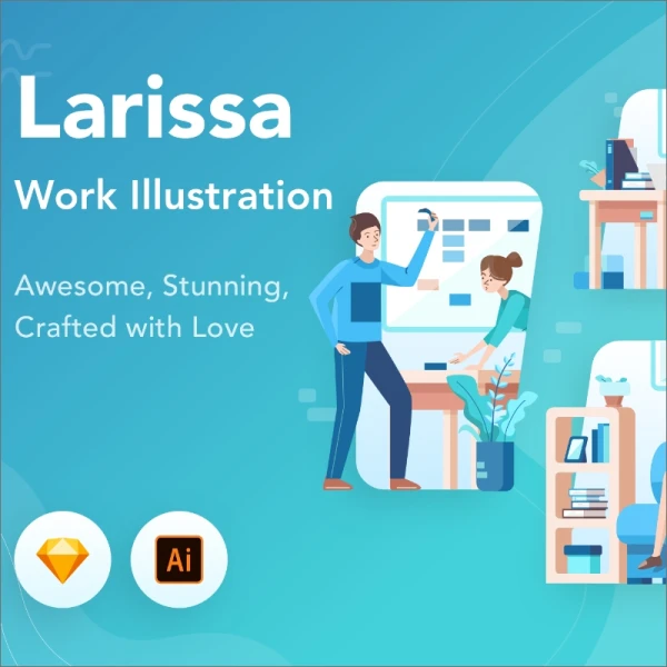Larissa Work Illustration 工作办公生活客服会面互帮互助插图作品