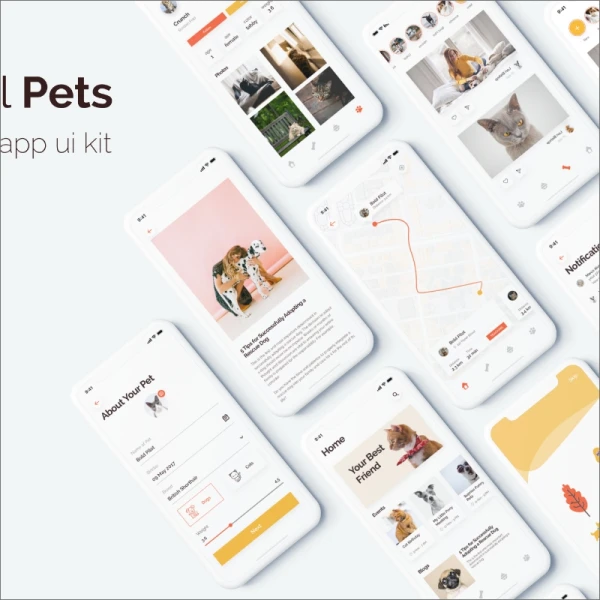 Social Pets App UI Kits 宠物社交app应用UI套件
