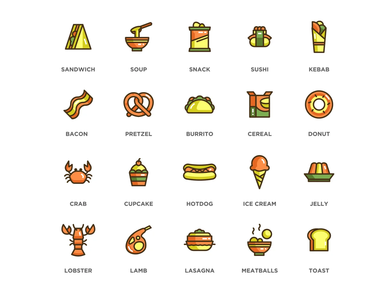 100 Food & Drinks Icons 100个餐饮图标-3D/图标-到位啦UI