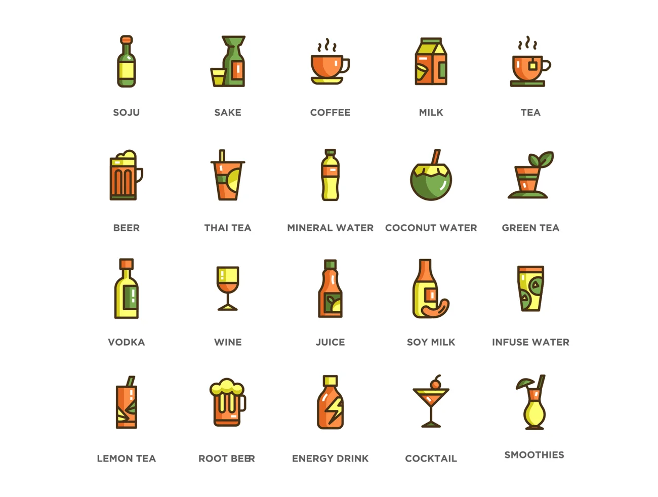 100 Food & Drinks Icons 100个餐饮图标-3D/图标-到位啦UI