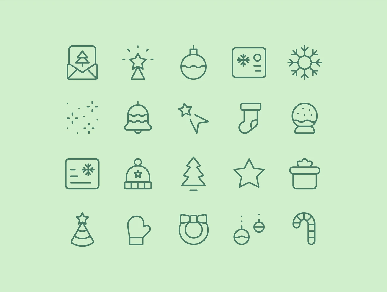 20 Christmas, New Year line icons 20个圣诞、新年线性图标-3D/图标-到位啦UI
