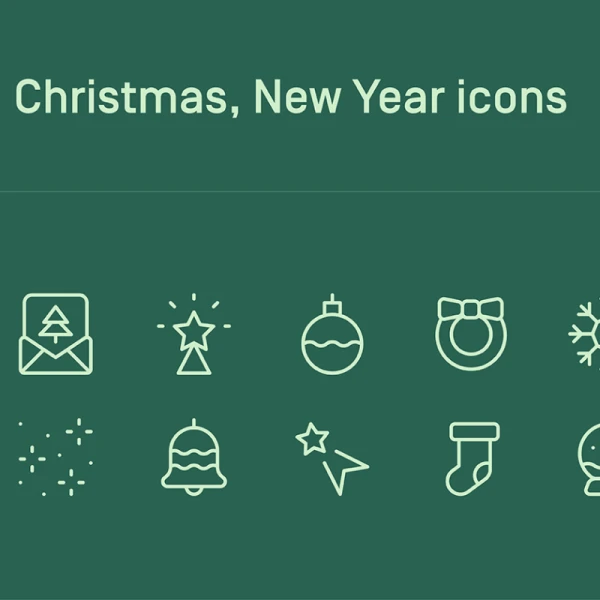20 Christmas, New Year line icons 20个圣诞、新年线性图标