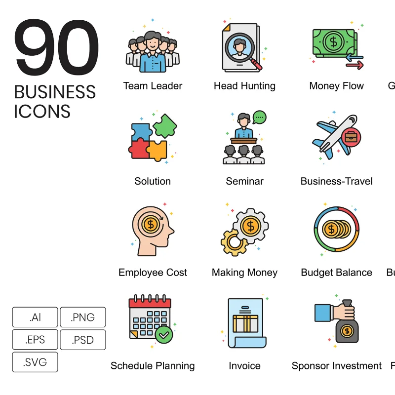 90 Business Icons - Vivid Series 90个商业图标-3D/图标-到位啦UI
