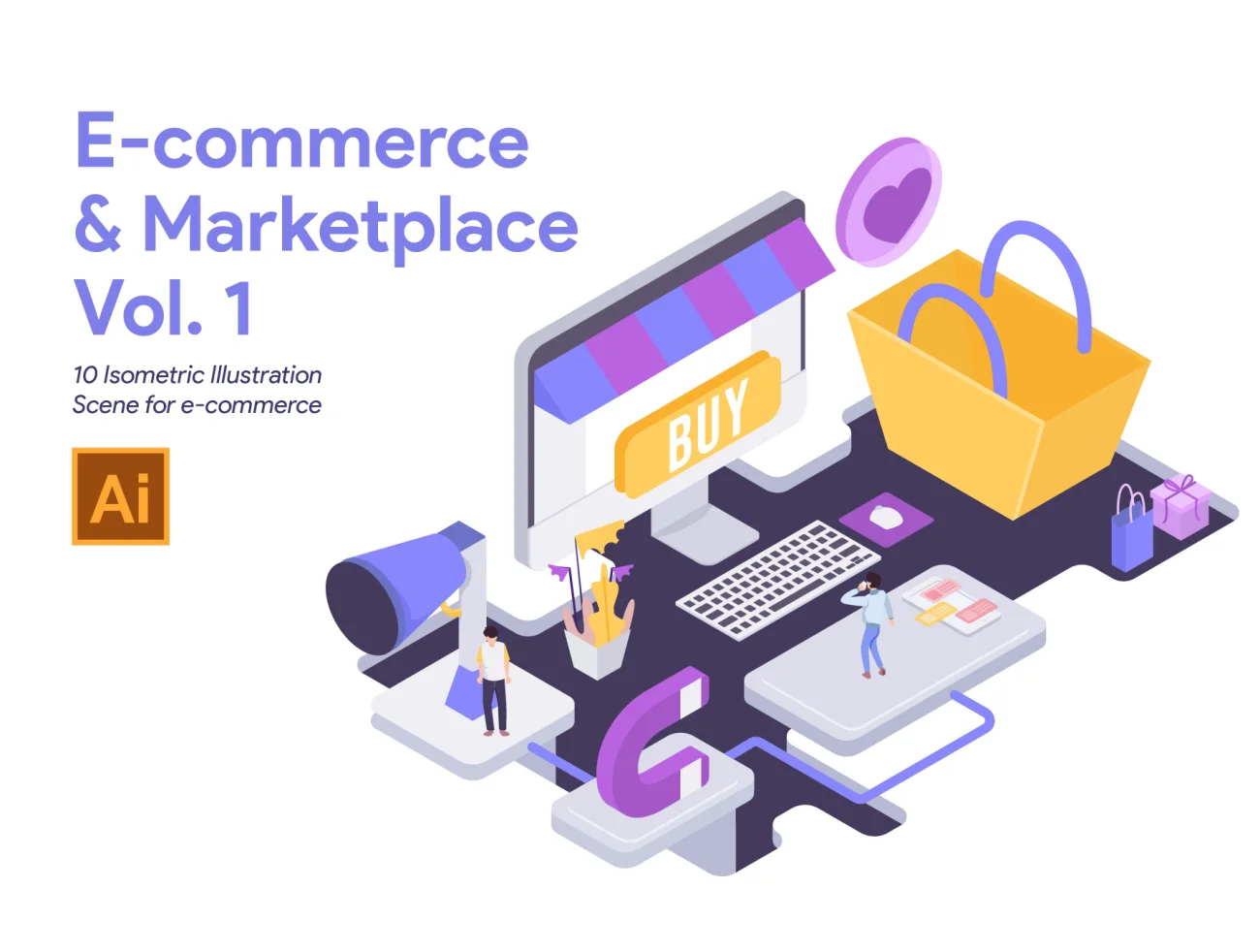 E-commerce and Marketplace Vol 1 电子商务与市场第一卷-插画-到位啦UI