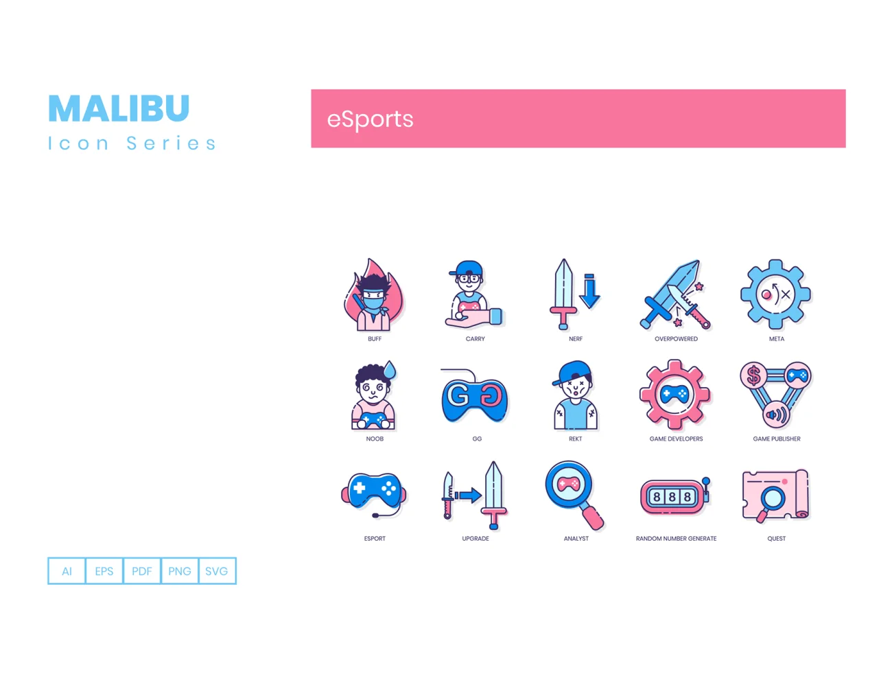 Esports & Gaming Icons Malibu Series 电子竞技和游戏图标Malibu系列-动效展示-到位啦UI