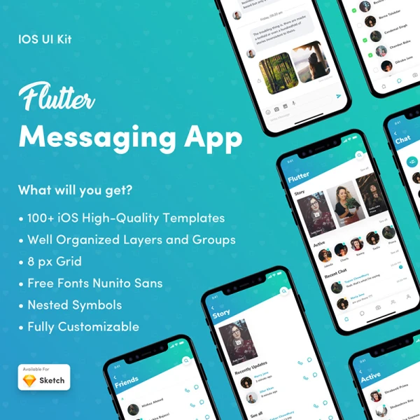 Flutter Messaging App UI Kit 颤音信息app应用用户界面套件