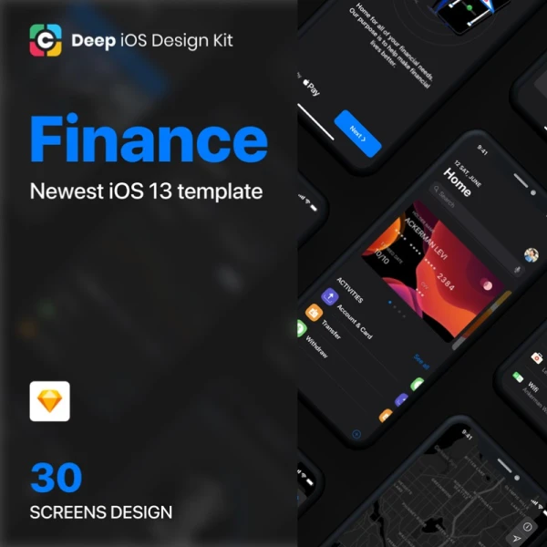 Cadeep Finance App UI Kit design for sketch 商业金融app应用UI套件设计