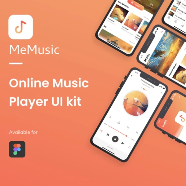 MeMusic Online Music Player Mobile App UI Kit 在线音乐播放器移动app应用UI套件