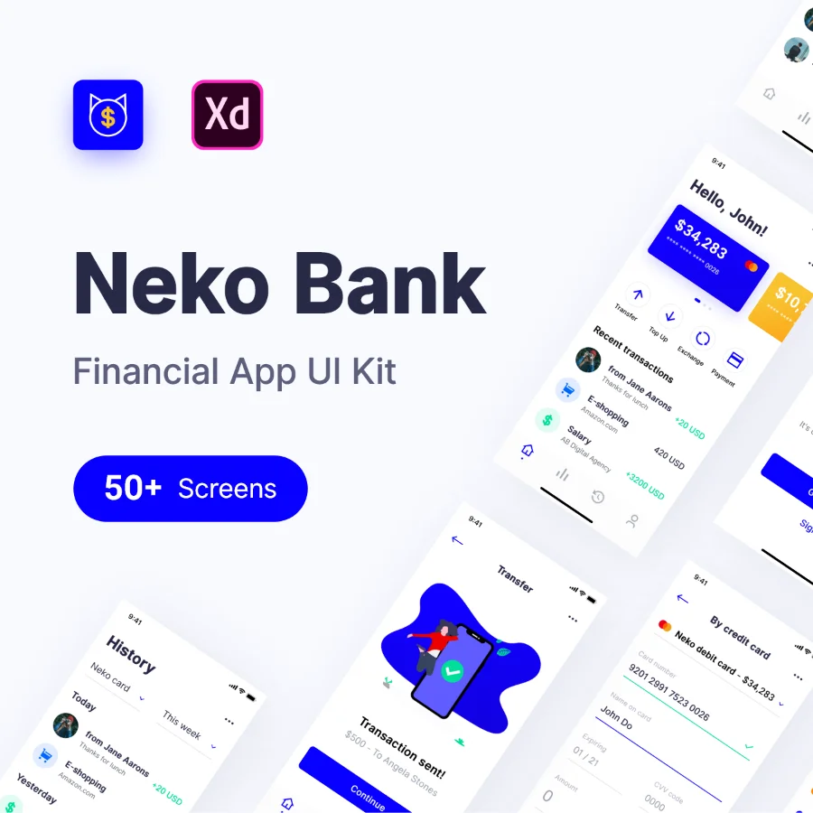 Neko Bank UI Kit Neko Bank银行用户界面套件-UI/UX-到位啦UI