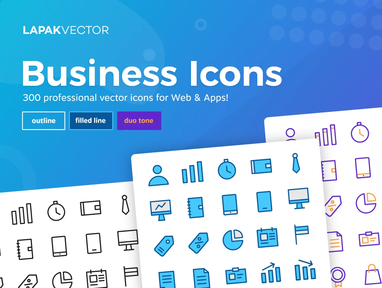 KerjaYuk Business Icons 300款线条纯色双色商金融业图标-3D/图标、UI/UX-到位啦UI