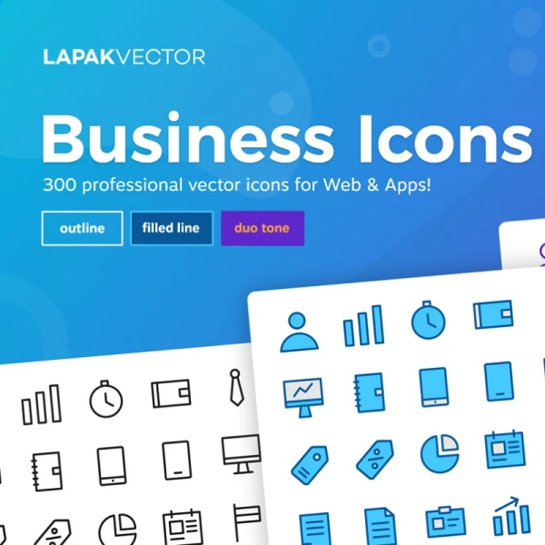 KerjaYuk Business Icons 300款线条纯色双色商金融业图标