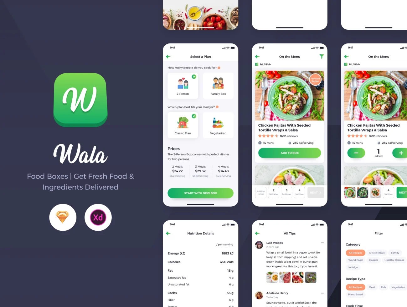 Wala 蔬菜水果应用UI设计套件-UI/UX-到位啦UI