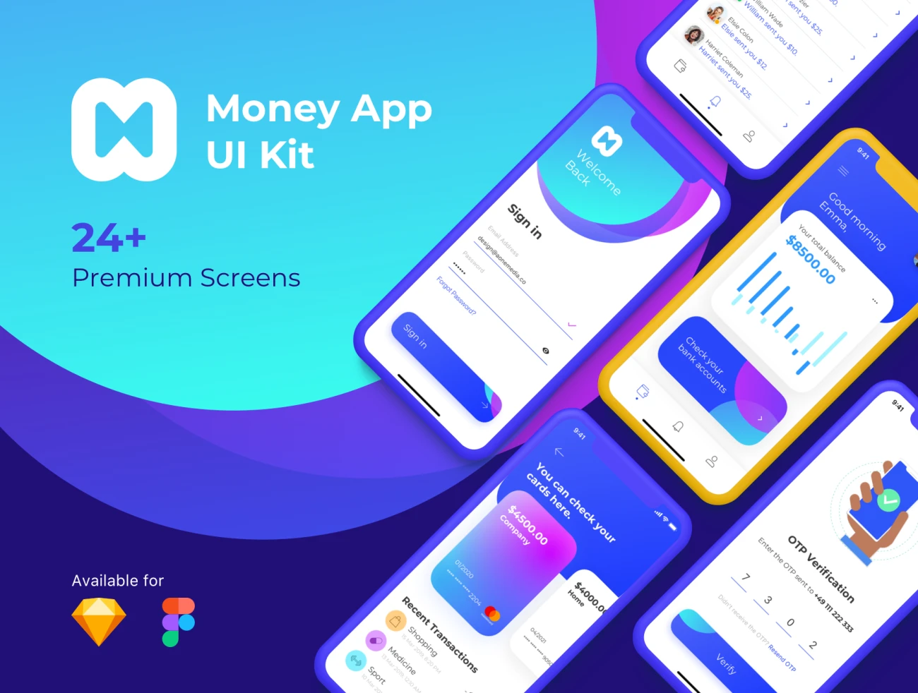 Money App UI Kit 货币app应用用户界面套件-UI/UX-到位啦UI