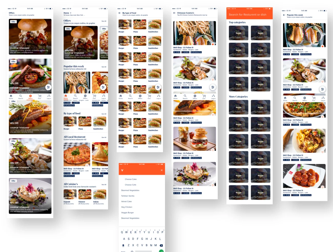 Food Delivery App UI Download 橙色食品配送app应用UI设计-UI/UX-到位啦UI