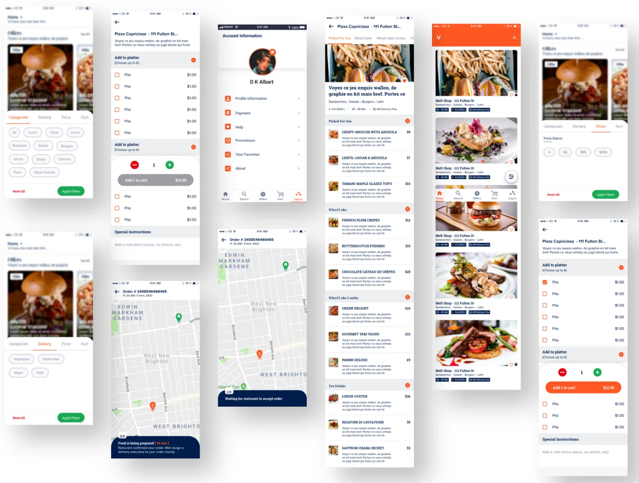 Food Delivery App UI Download 橙色食品配送app应用UI设计-UI/UX-到位啦UI