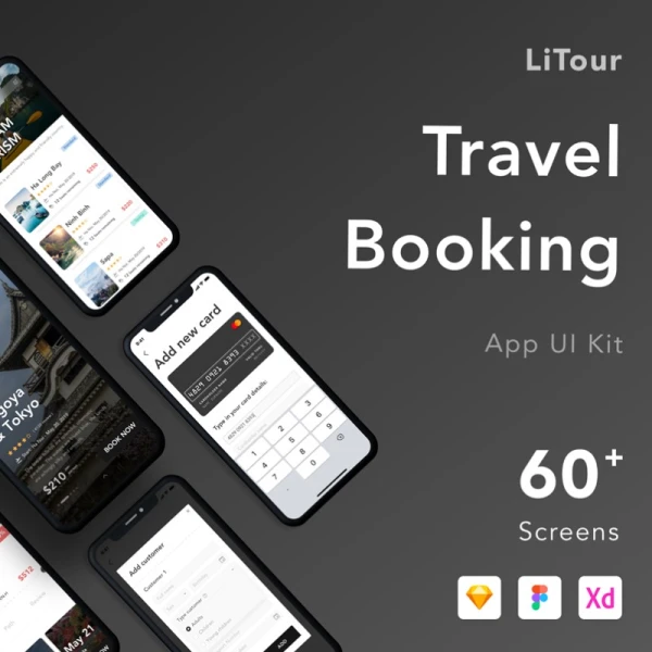 LiTour Travel Booking App UI Kit 60屏旅游景点门票预订app应用UI套件