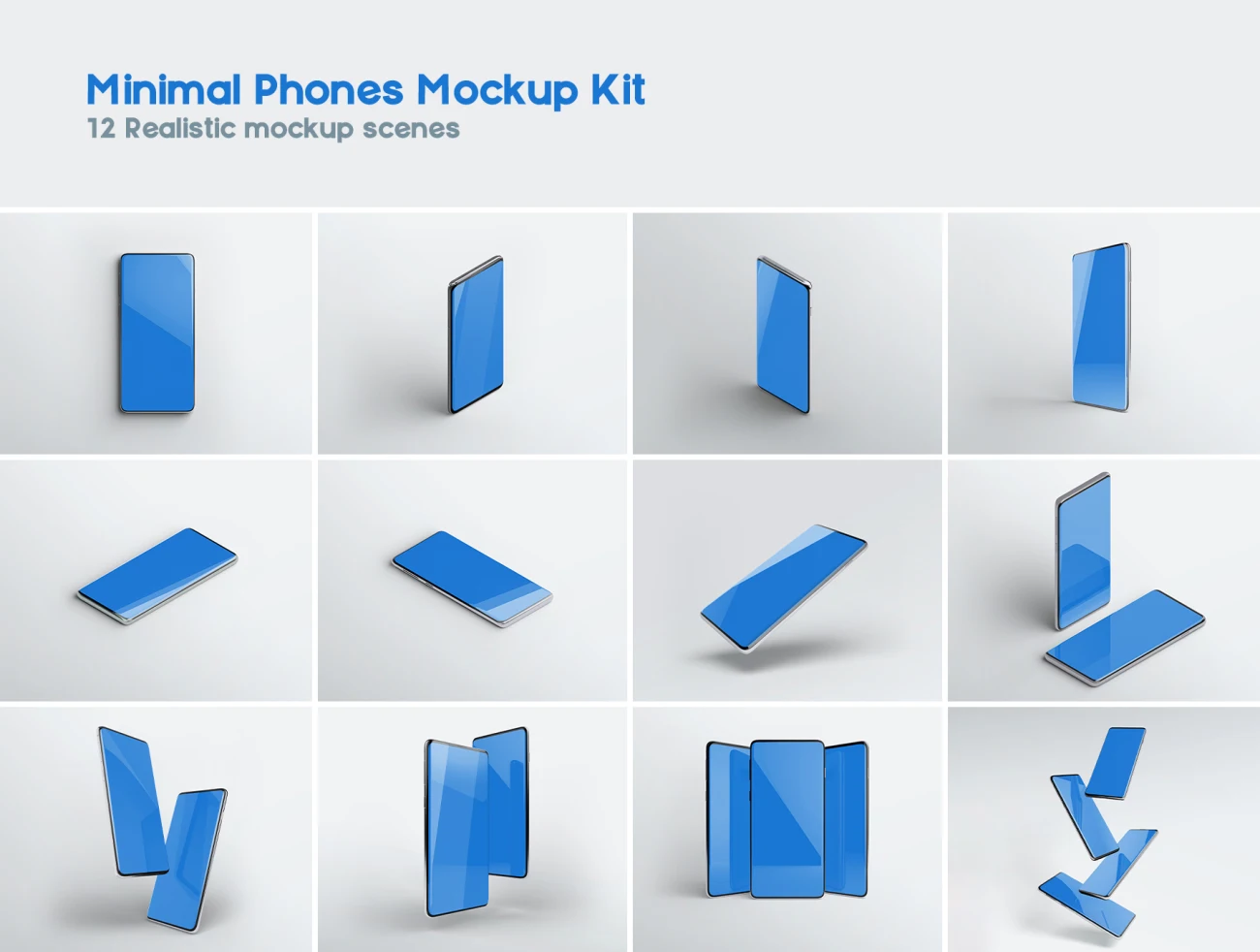 Minimal Phone Mockups & Shadows 极简的手机模型和立体展示阴影-产品展示、优雅样机、办公样机、实景样机、手机模型、样机、简约样机-到位啦UI