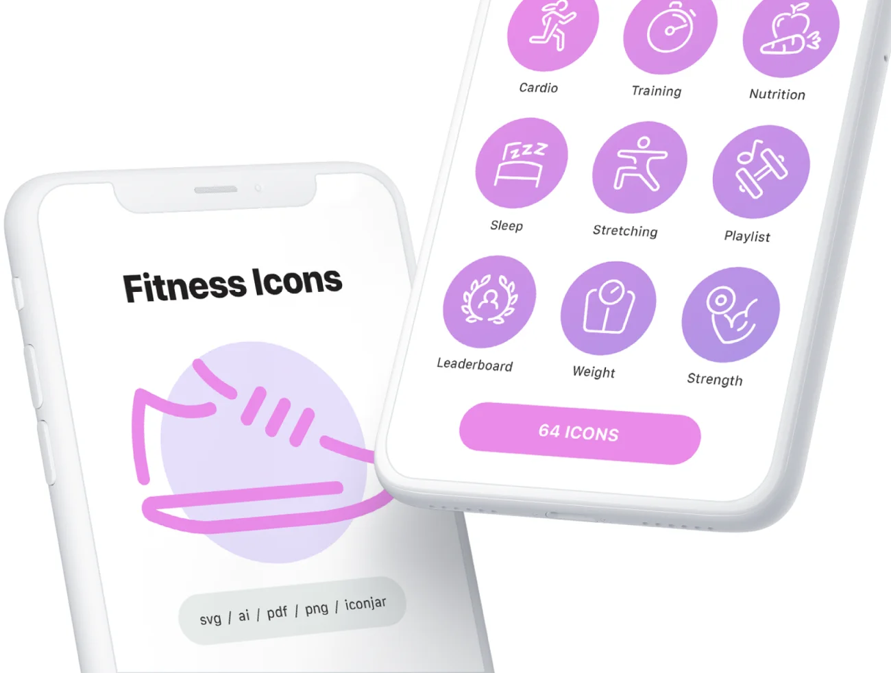 64 Fitness Icons 64个健身图标-3D/图标-到位啦UI