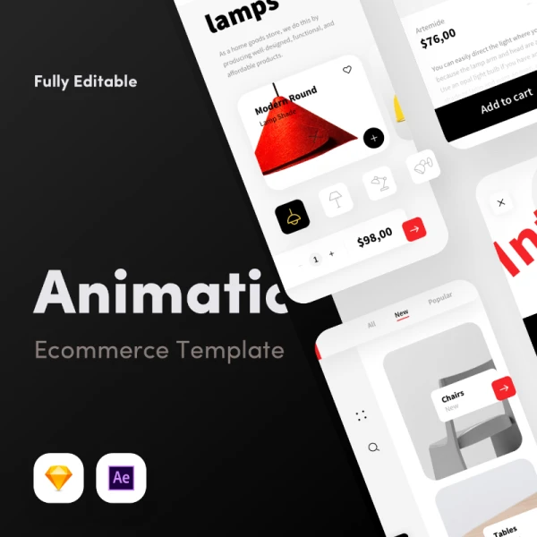 Animated ecommerce template 电子商务UI界面模板动画动效展示