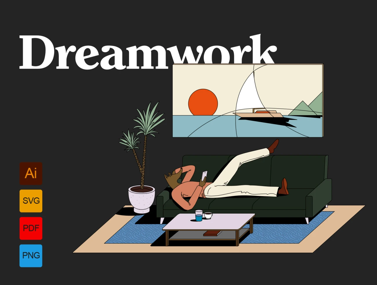Dreamwork 17款趣味动物拟人化脑洞矢量插画梦想的工作-插画-到位啦UI