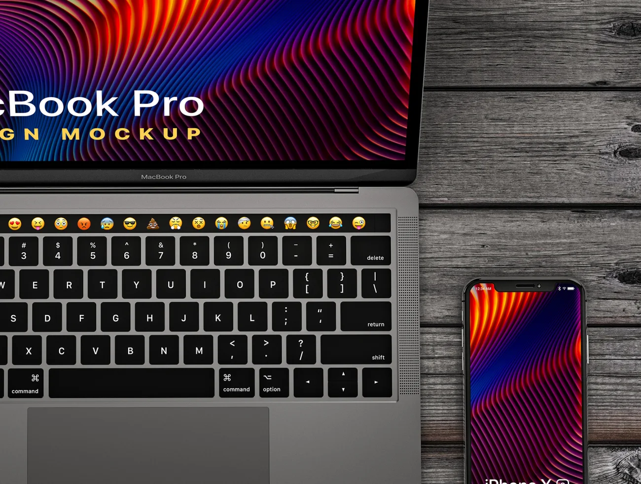 MacBook Pro & iPhone XS Design Mockup(02) MacBook Pro和iPhone XS设计样机-02-产品展示、优雅样机、创意展示、办公样机、实景样机、手机模型、样机、苹果设备-到位啦UI