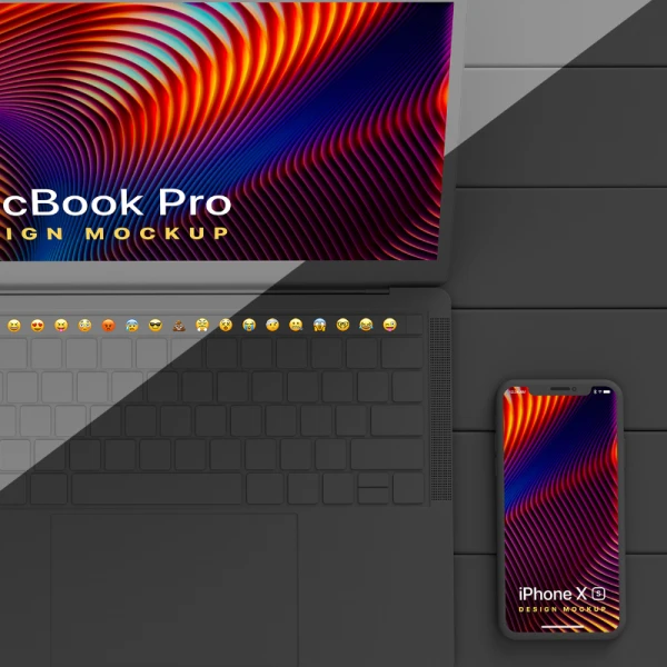 MacBook Pro & iPhone XS Design Mockup(02) MacBook Pro和iPhone XS设计样机-02