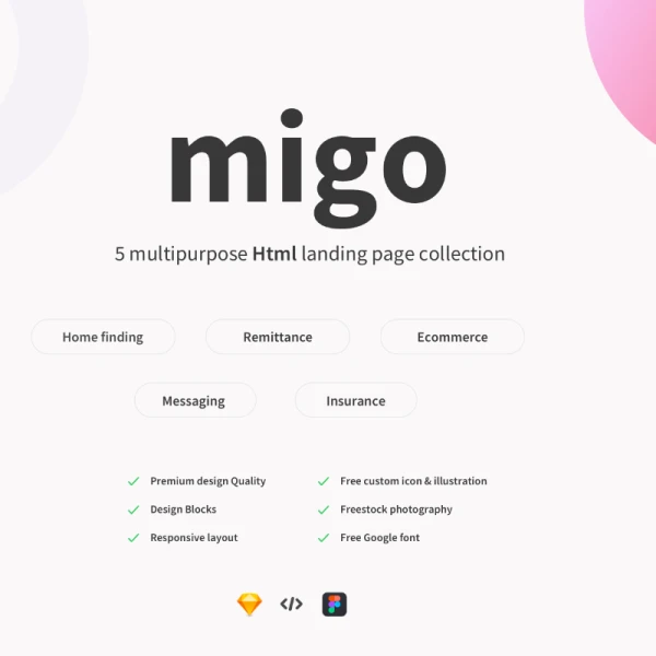 Migo app landing page pack-1(figma) app应用登录页pack-1-figma