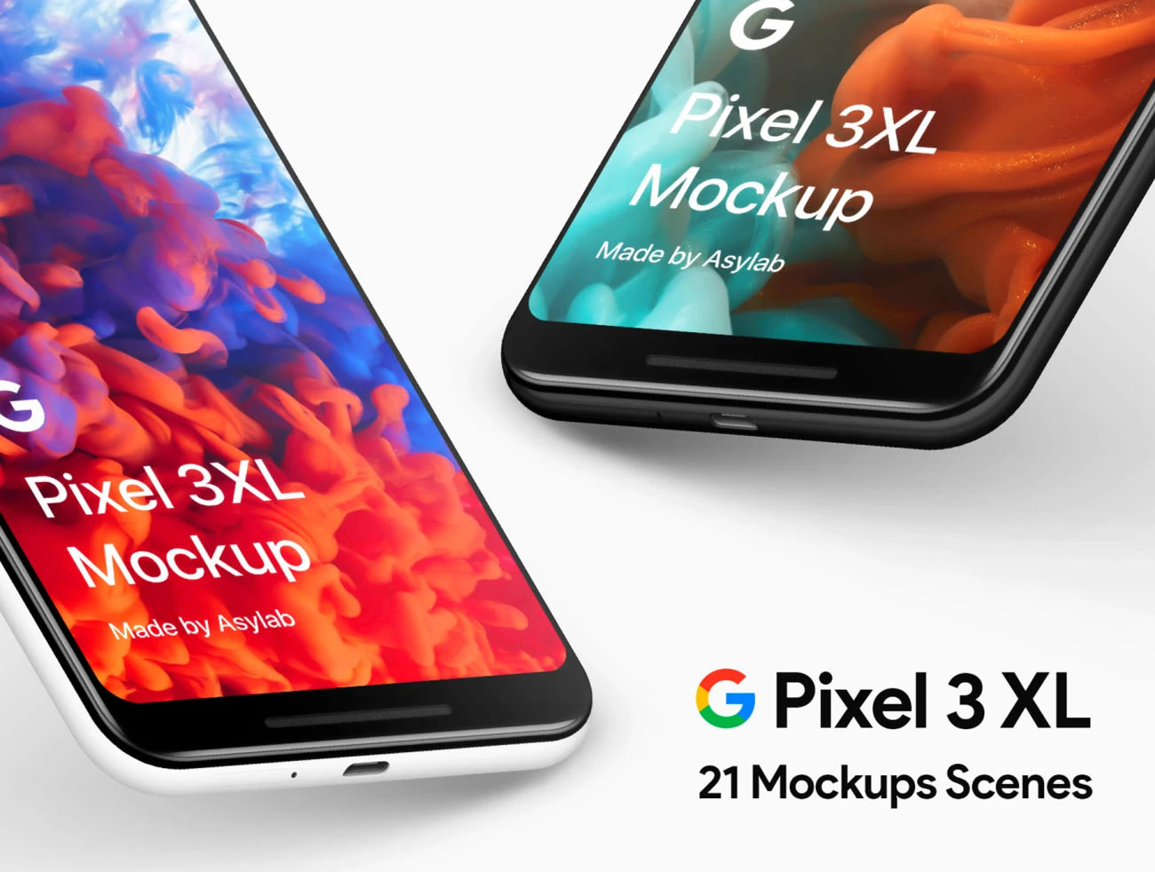 21 Google Pixel 3 XL Mockups(part3) 21个谷歌手机3 XL样机模型-第3部分-产品展示、手机模型、样机、简约样机-到位啦UI