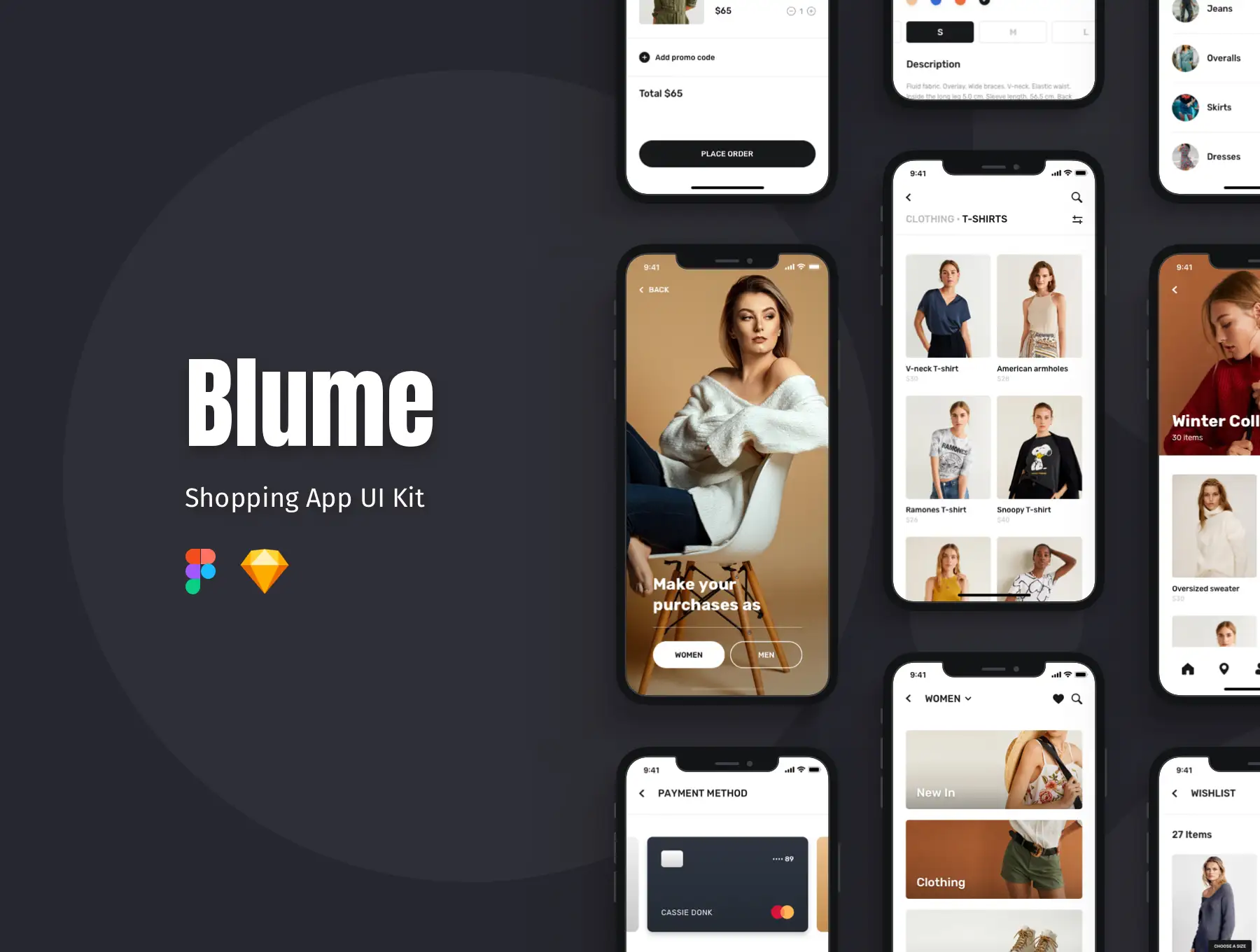 Blume Shopping App UI Kit Sketch 时尚电商购物app应用UI套件-UI/UX-到位啦UI