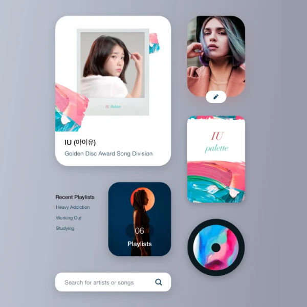 Stream Social Music UI Kit 社交流媒体音乐播放器用户界面设计套件