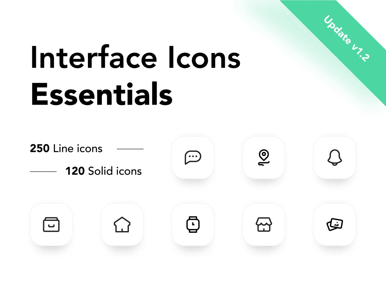 interface icon set essentials 常用界面图标集包含250个线条120个实心图标-3D/图标-到位啦UI