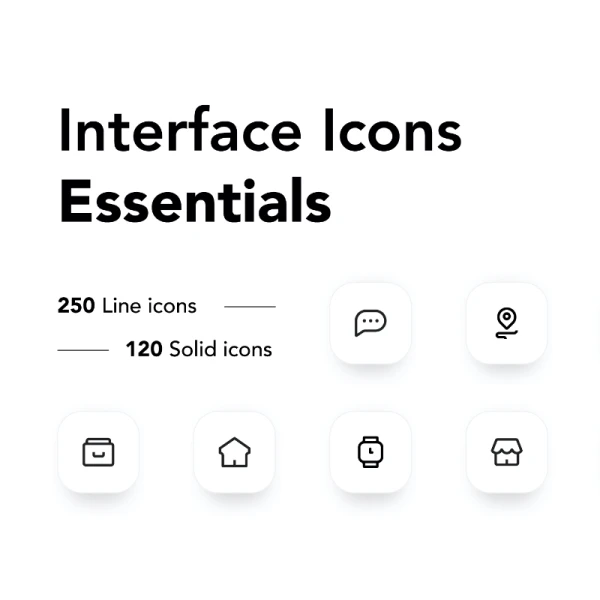 interface icon set essentials 常用界面图标集包含250个线条120个实心图标
