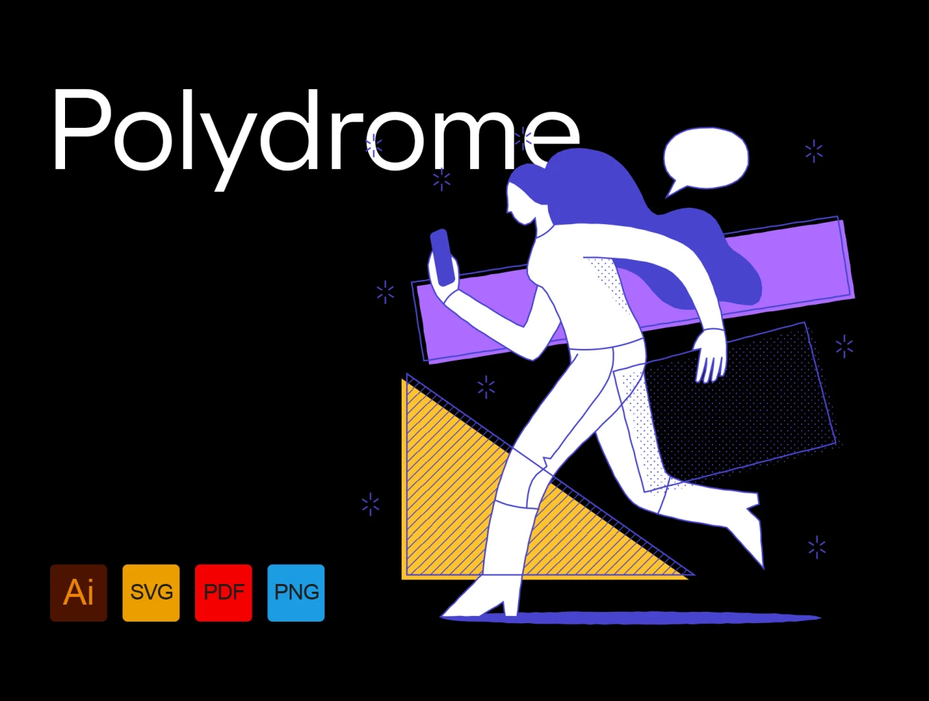 Polydrome Illustration Kit 急匆匆主题线面矢量插画多功能演示套件-插画-到位啦UI