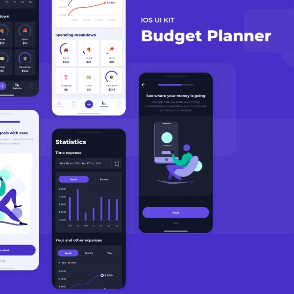 Budget Planner iOS IU Kit sketch 花费预算规划师iOS IU套件