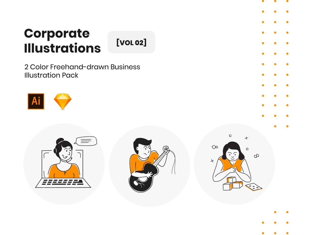 Corporate Illustration Pack Vol 2 双色企业手绘漫画风矢量人物插图合集-人物插画、场景插画、学习生活、插画、教育医疗-到位啦UI