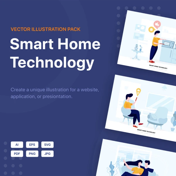 Scorpius Smart Home Technology Vector Scenes 智能家居技术使用场景矢量插画合集