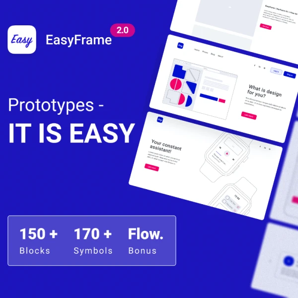 EasyFrame 2 0 Wireframe kit Flow Kit 150+个功能模块原型线框设计套件