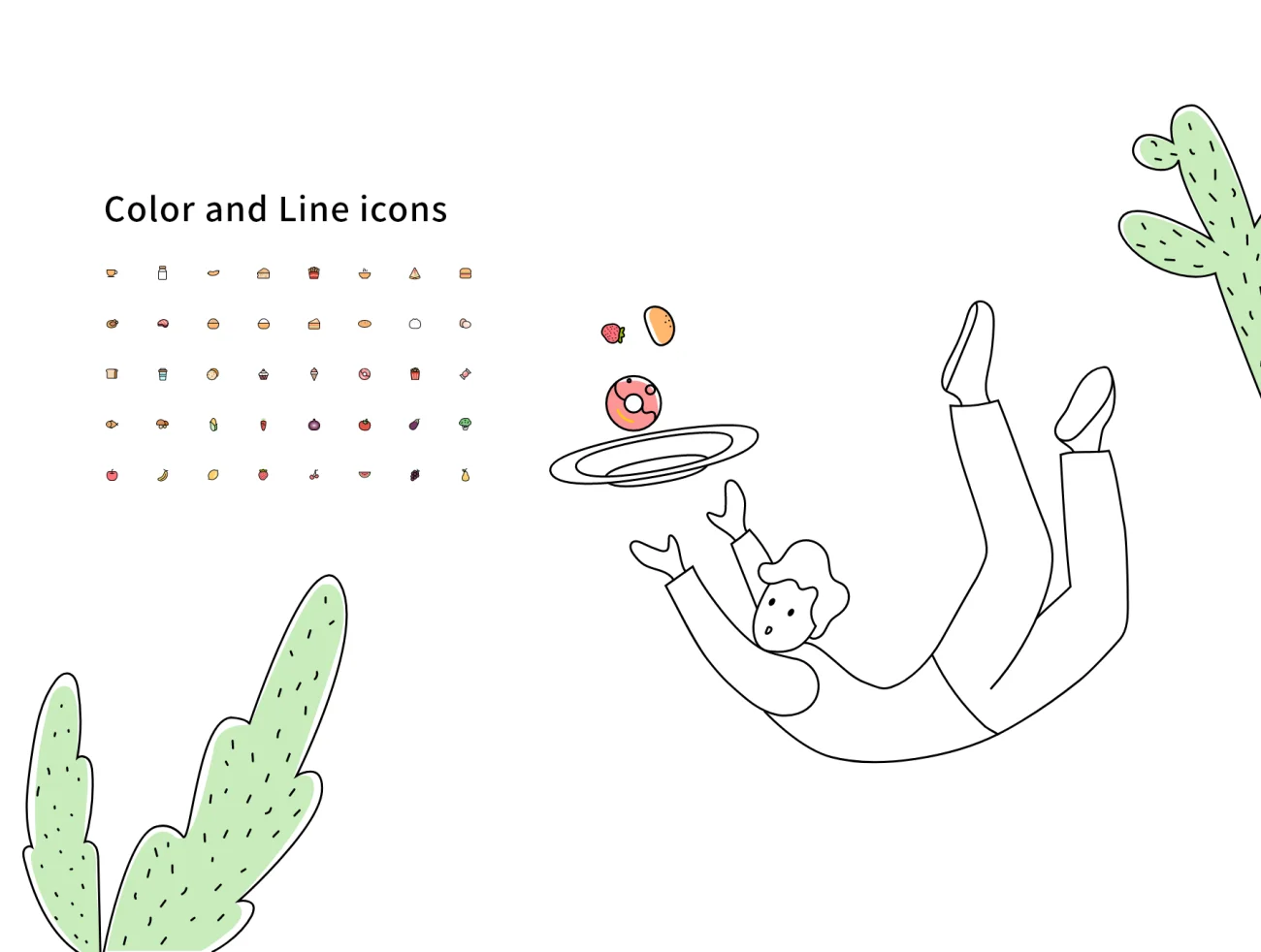 Food Element Icon 食物元素图标以及插画-插画-到位啦UI