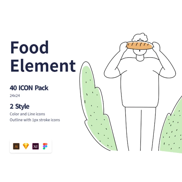 Food Element Icon 食物元素图标以及插画