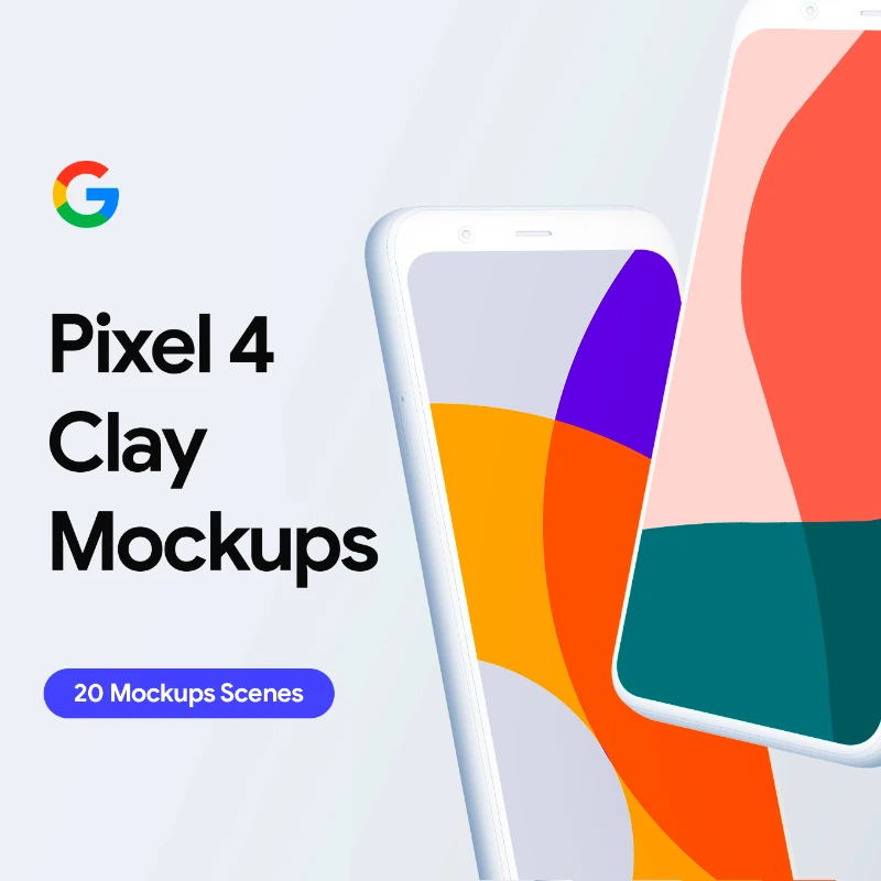 Google Pixel 4 20 Clay Mockups Part 1 pixel4 20款纯色智能样机模型缩略图到位啦UI