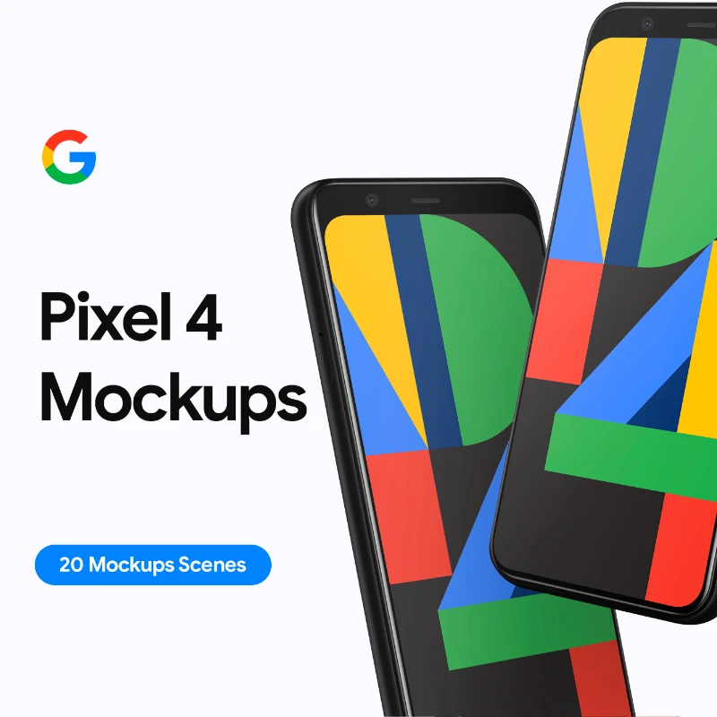 Google Pixel 4 20 Mockups Part 1 谷歌像素4手机 20款智能样机模型缩略图到位啦UI